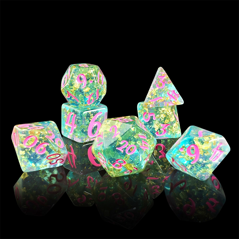 Board Game Dungeons And Dragons - 7Pcs/set Shining Foil Inside Resin Dice