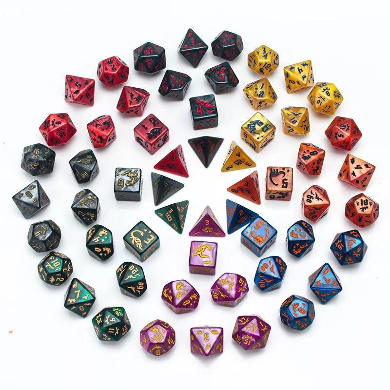 Board Game Night - 7Pcs/Set Dinosaur Dice Clear Engraved Digits