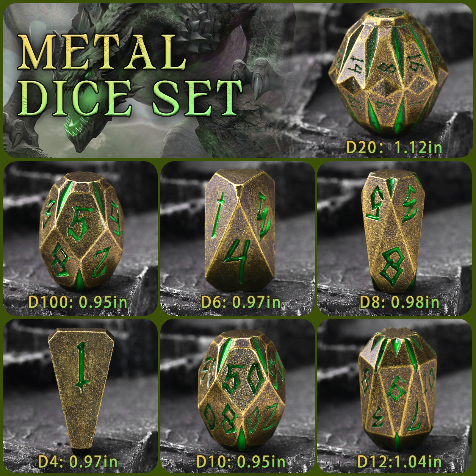 DND Metal Dice Set, ZHOORQI 7  - Board Game Dungeons And Dragons avaliação e preço