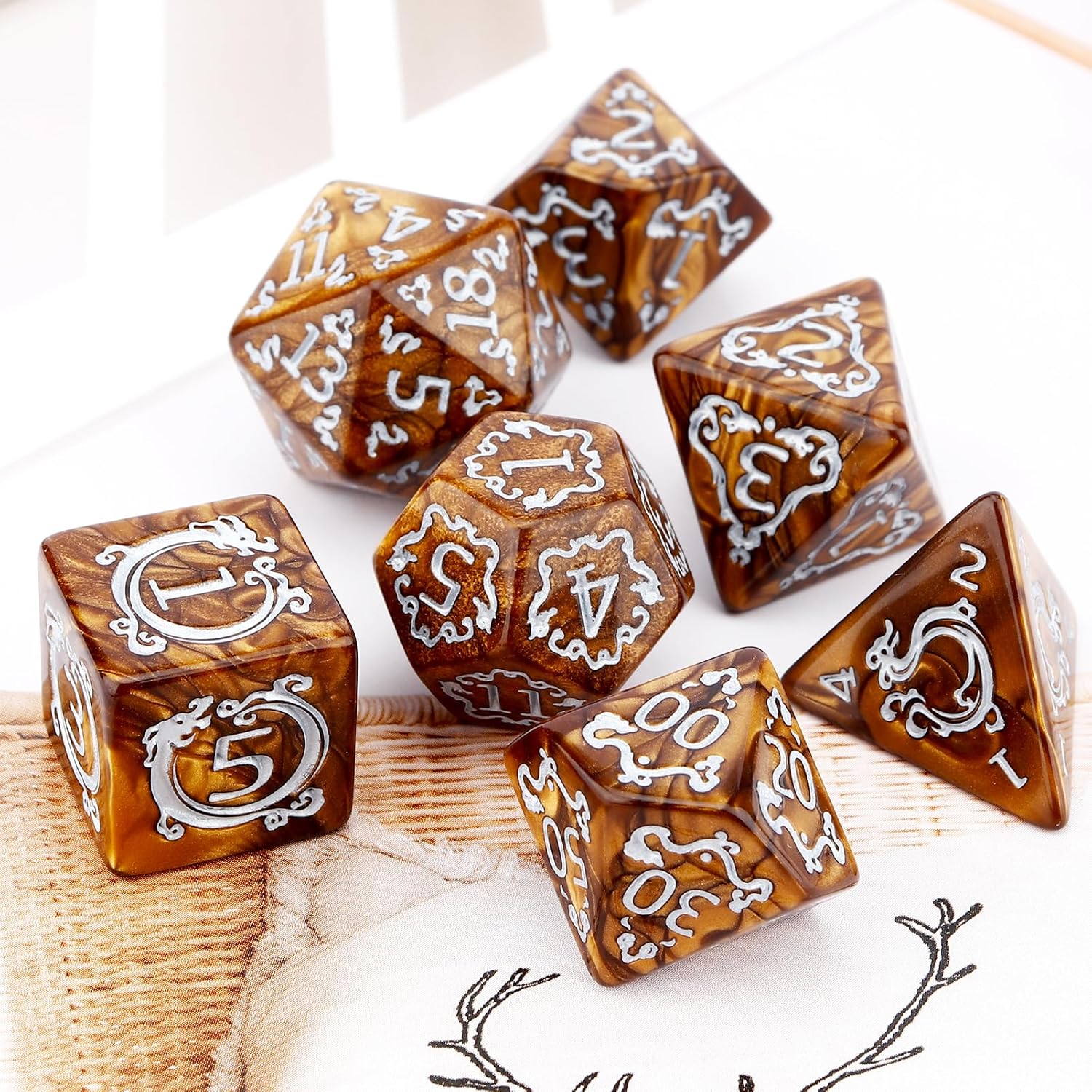 7Pcs Set DND Dice Dragon Patte - Board Game Dungeons And Dragons avaliação e preço