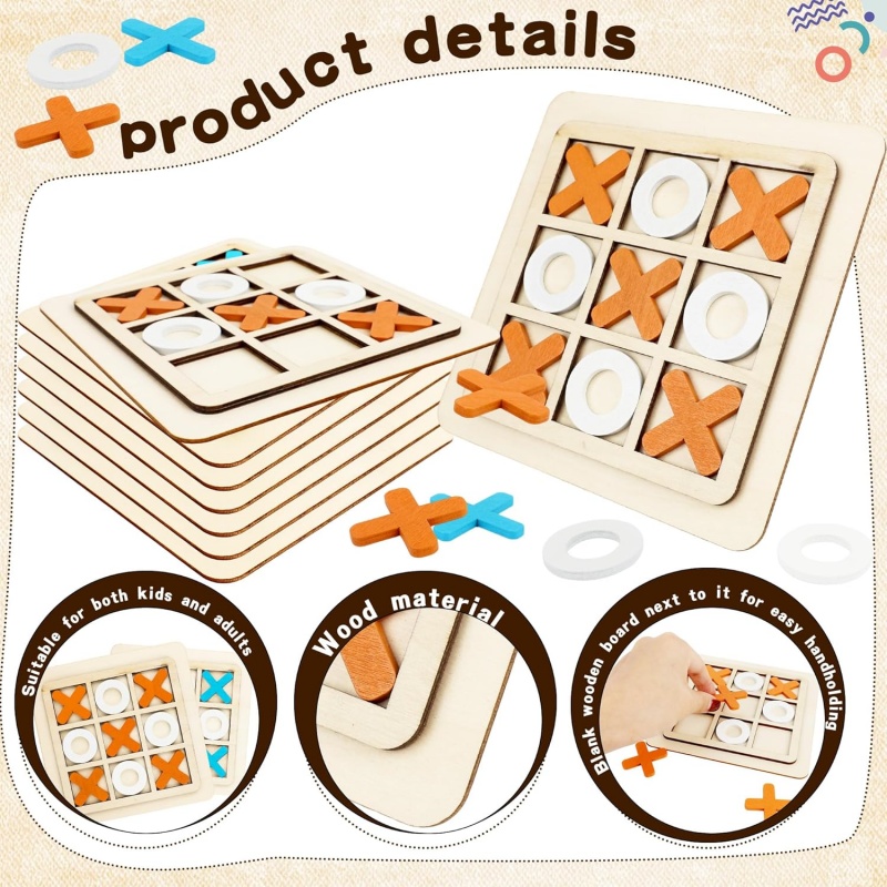 Wooden Tic Tac Toe Games Puzzl - Board Game Family avaliação e preço
