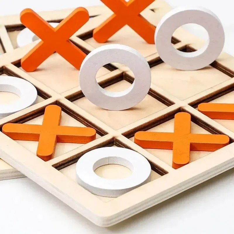 Wooden Tic Tac Toe Games Puzzl - Board Game Family avaliação e preço