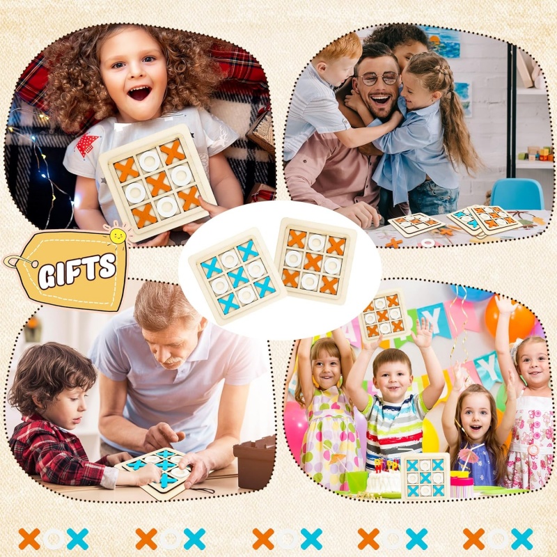 Wooden Tic Tac Toe Games Puzzl - Board Game Family avaliação e preço