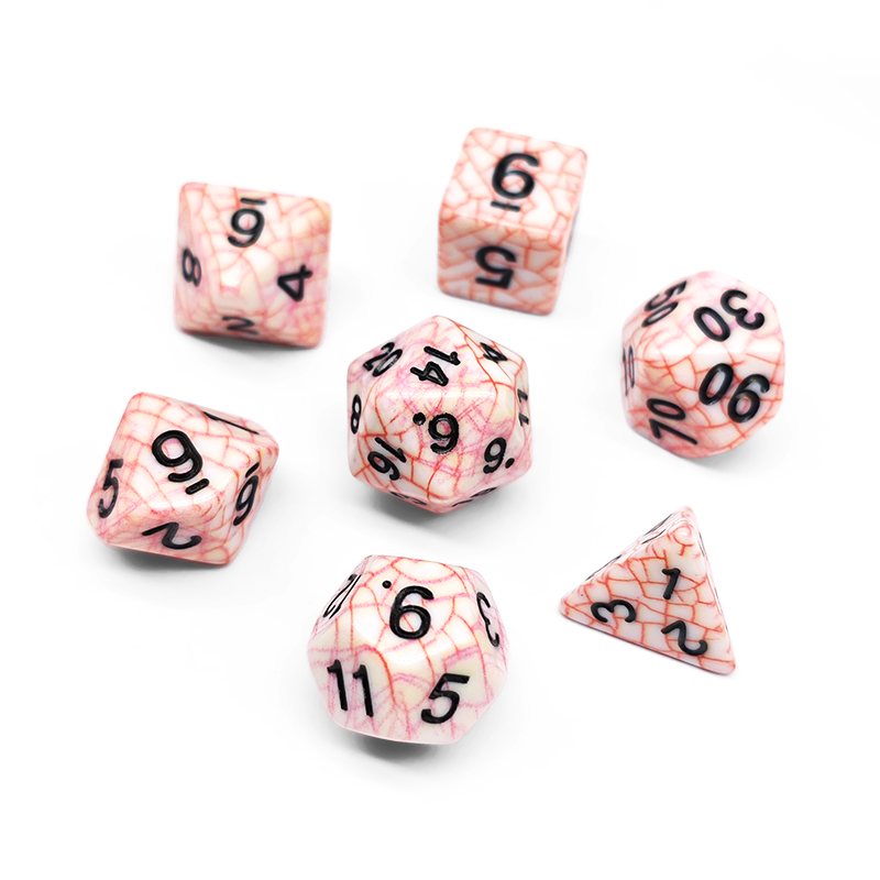 7PCS Polyhedral Red Cracked Te - Board Game Dungeons And Dragons avaliação e preço