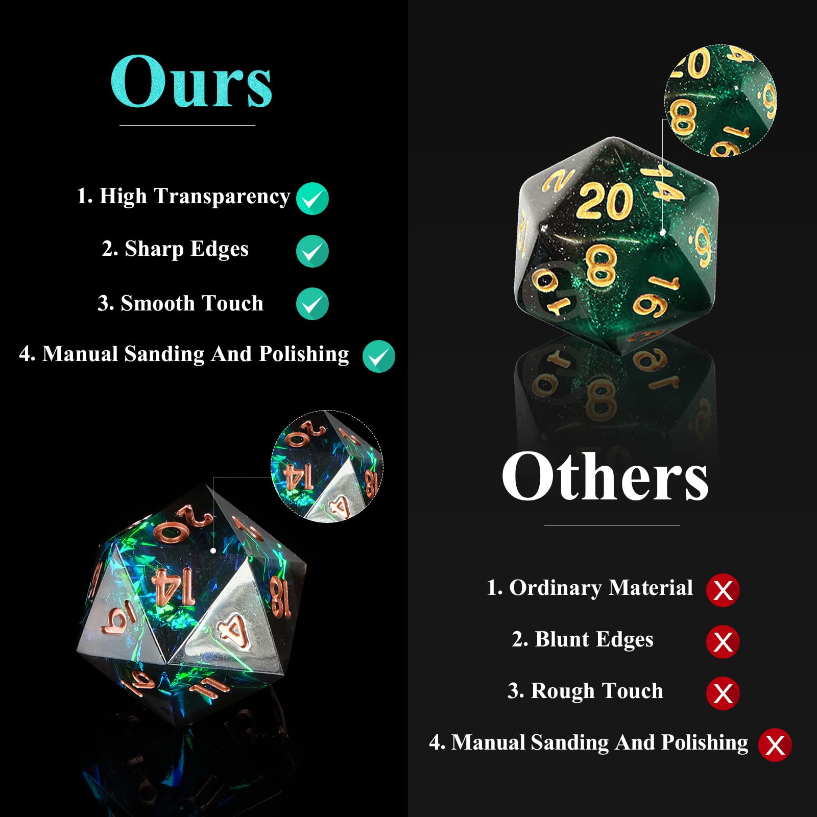 Resin Sharp Edge DND Dice Set  - Board Game Dungeons And Dragons avaliação e preço